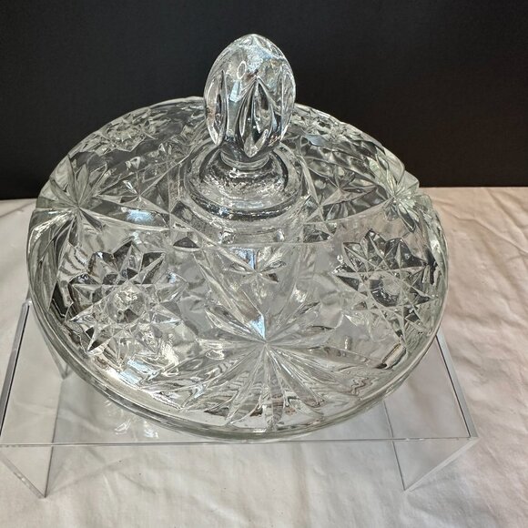 Anchor Hocking Star of David (EAPC) Glass Candy Dish with Lid Large Vintage - Picture 3 of 15